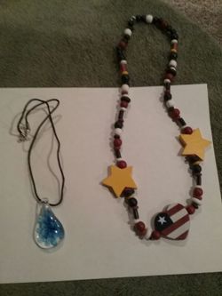 Necklaces (Flower in Glass) & (All Wood Patriotic)