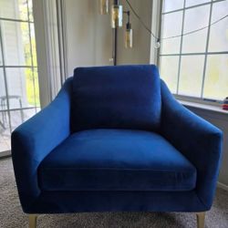 Velvet Royal Blue Accent Chair - Like New