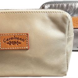 Genuine Italian Leather Cosmetic Pouches By Cavalcanti 2 Colors To Choose From