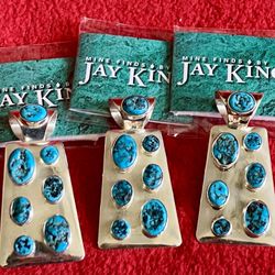 1 (one) JAY KING GENUINE TURQUOISE GEMSTONE STERLING SILVER PENDANT ‼️ Price Is For 1 Pendant ‼️ HARD TO FIND ‼️ Price Is FIRM ‼️ ALL For $275 ‼️