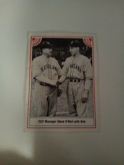 Vintage 1983 baseball bob feller/1937 manager Steve o'neil with Bob/card # 2 of 12/series no.2