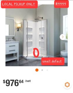 ➿️ Lizan 38.5"x75"Frameless Shower Wall & Base Kit w/ Corner Drain Clear Glass #4444