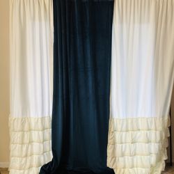 Blue and White Combo Curtains