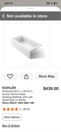 KOHLER Elmbrook 60 in. × 30.25 in. Acrylic Alcove Deep Soaking Bathtub with Left-Hand Drain in White