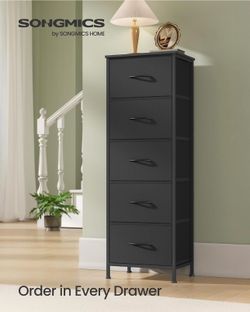 Dresser for Bedroom, Chest of Drawers, Storage Organizer Unit, Closet, Entryway, Steel, 5 Drawers, Modern, Ink Black and Ebony Black ULGS315B01S