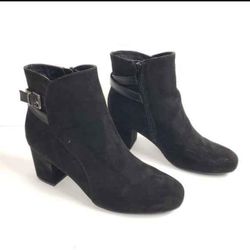 Solanz CAROLANN Black Block Heeled Ankle Boots 9w