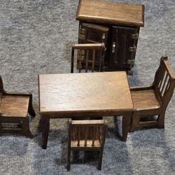 Vintage miniature dollhouse dining room furniture