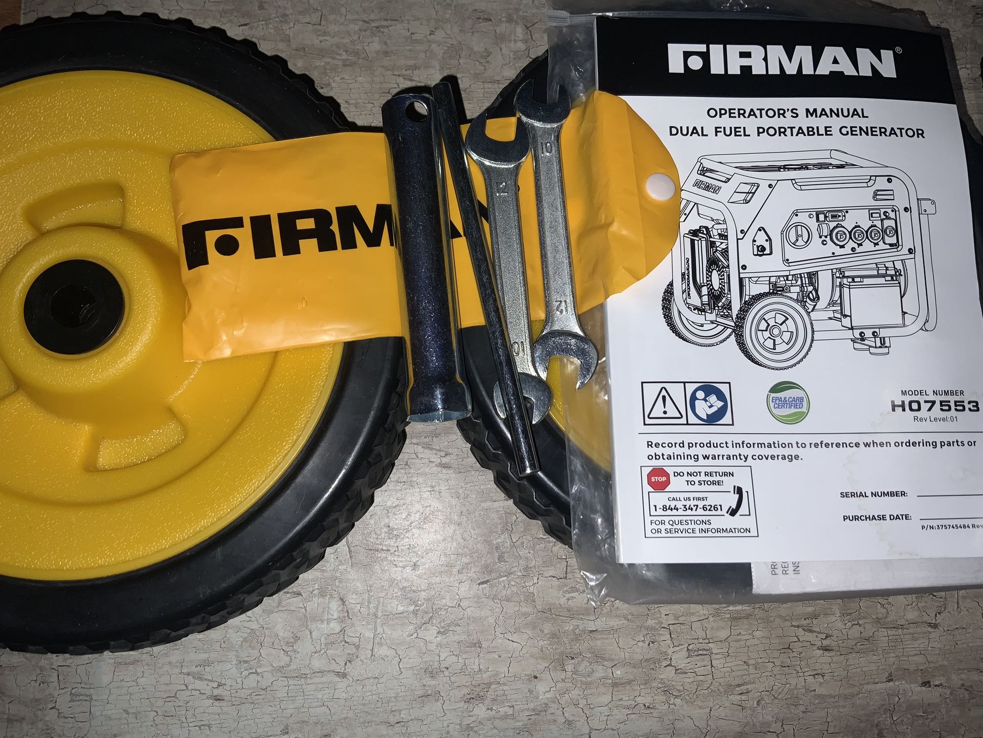 10 in Wheels for Firman 1160 Generator with Operations Manual and Wrench Kit