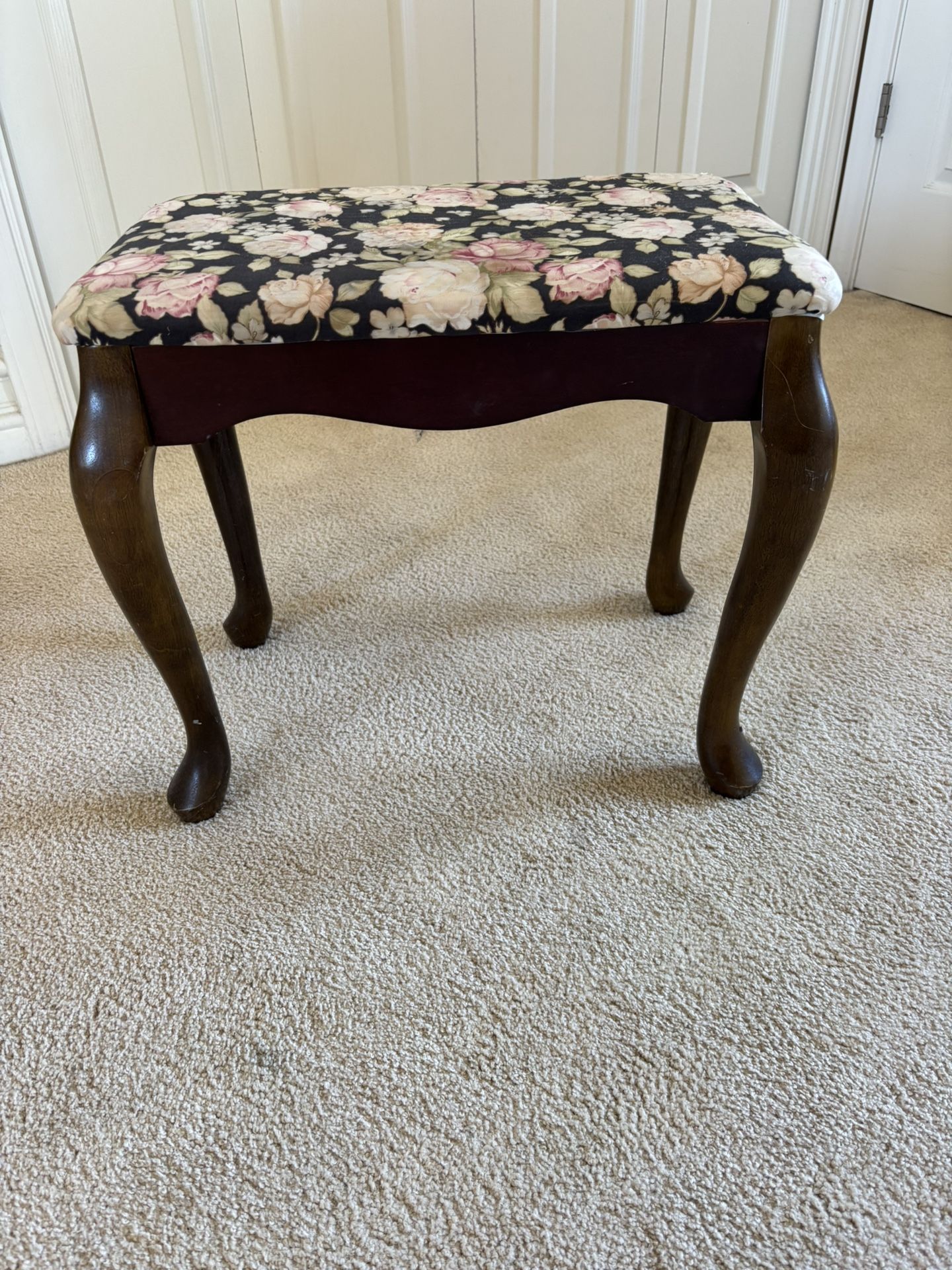 Foot Stool Wood Floral