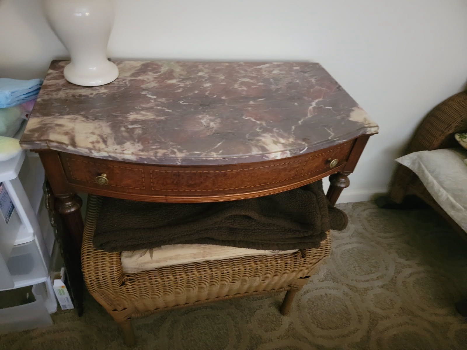 Marble Topped Table With Drawer