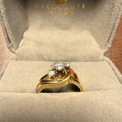 Vintage 3-stone Diamond Bridal Set