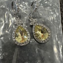  Givenchy Silver Teardrop Earrings with Crystal Accents