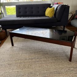 Mid century Wood And Black Laminate Coffee Table 