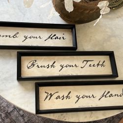 Pottery Barn Framed Bathroom Wall Art Signs