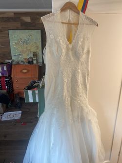 Wedding Dress W/ Beading And Appliqué Flowers