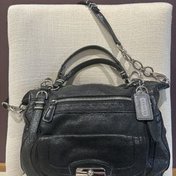 Coach Black Leather Satchel Bag / Crossbody Bag