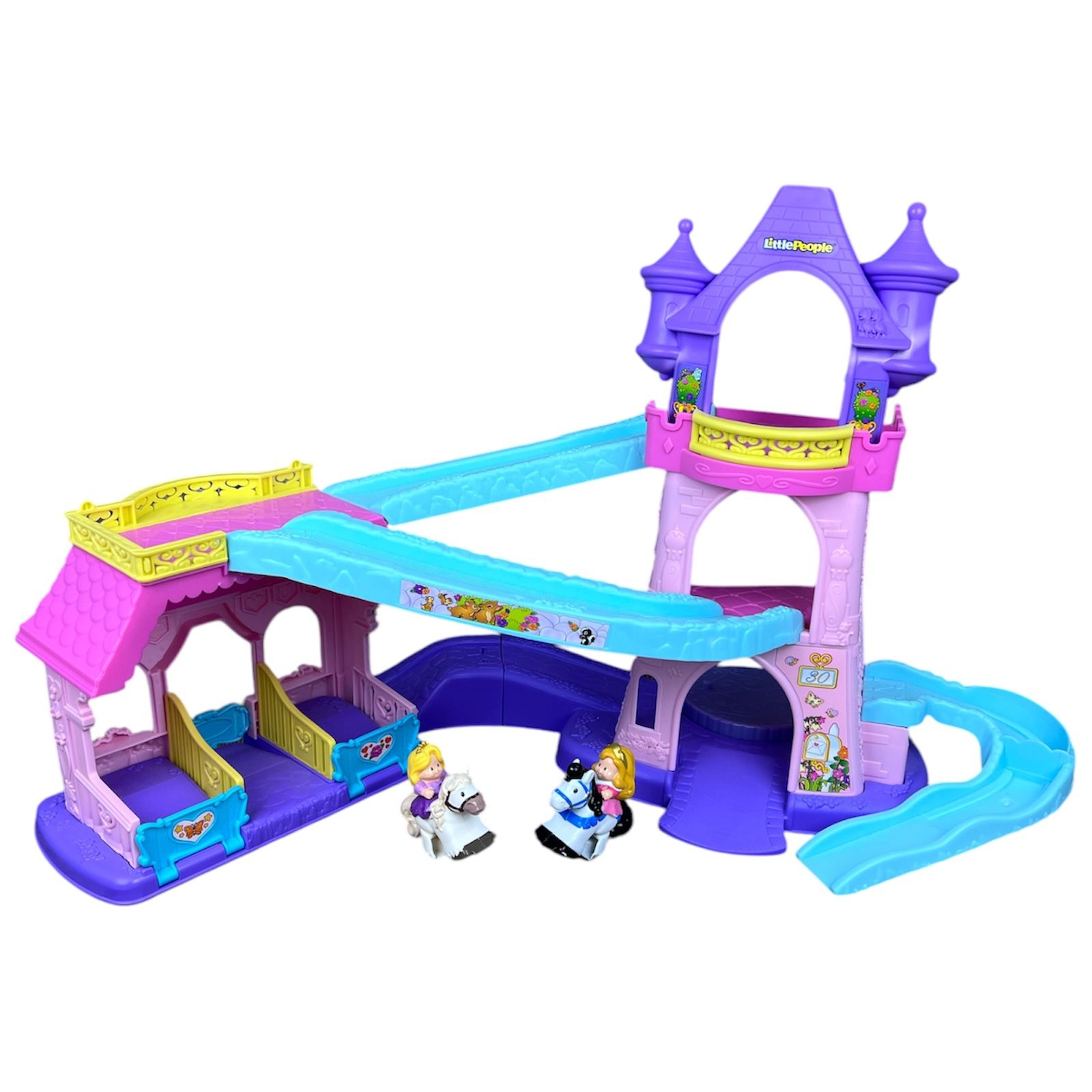 Little People Disney Princess Klip Klop Castle Stable Playset! 2 Horses Works