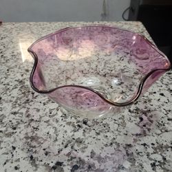 Amethyst Clear To Ombre Vintage Glass Bowl 10"