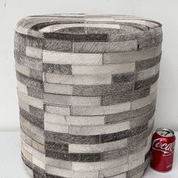 Genuine Leather Hide Round Ottoman / Stool