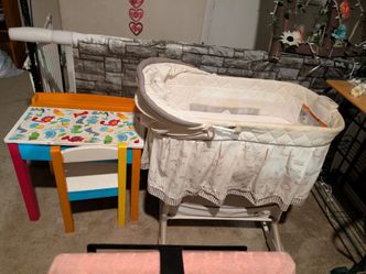 Bassinet and children's desk and chair