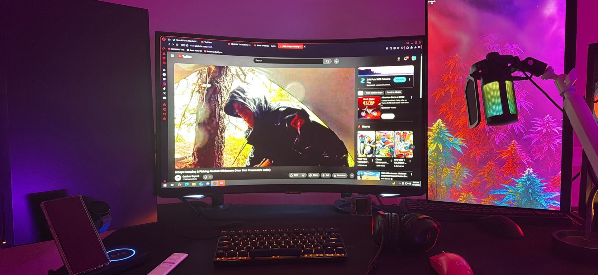 Triple Monitor Gaming & Streaming Setup – 144Hz / 32” Curved / Premium Peripherals