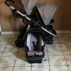GRACO READY 2.0 DOUBLE STROLLER AND CAR SEAT!!!!