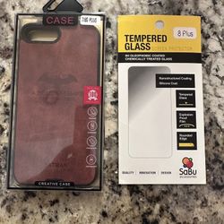 iPhone 8 Plus Case And  Tempered Glass Protector 