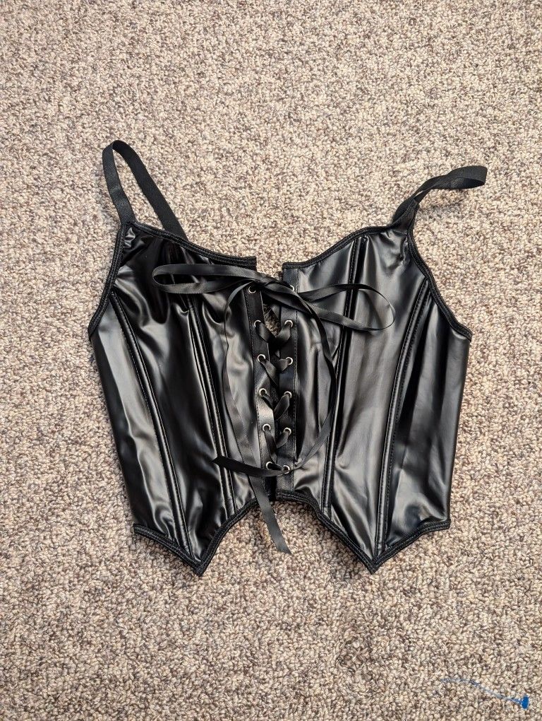 Half Corset Leather Crop Top