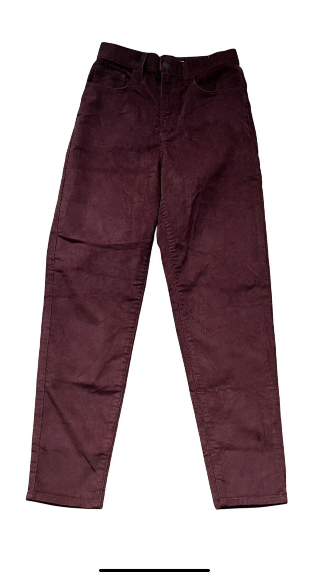 Size 31 Levi's Corduroy High-Waisted Mom Jeans Women's Burgundy 80s Retro