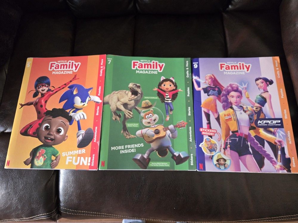 Set of 3 exclusive Netflix family children kids activity magazine issue 5, 7, 9