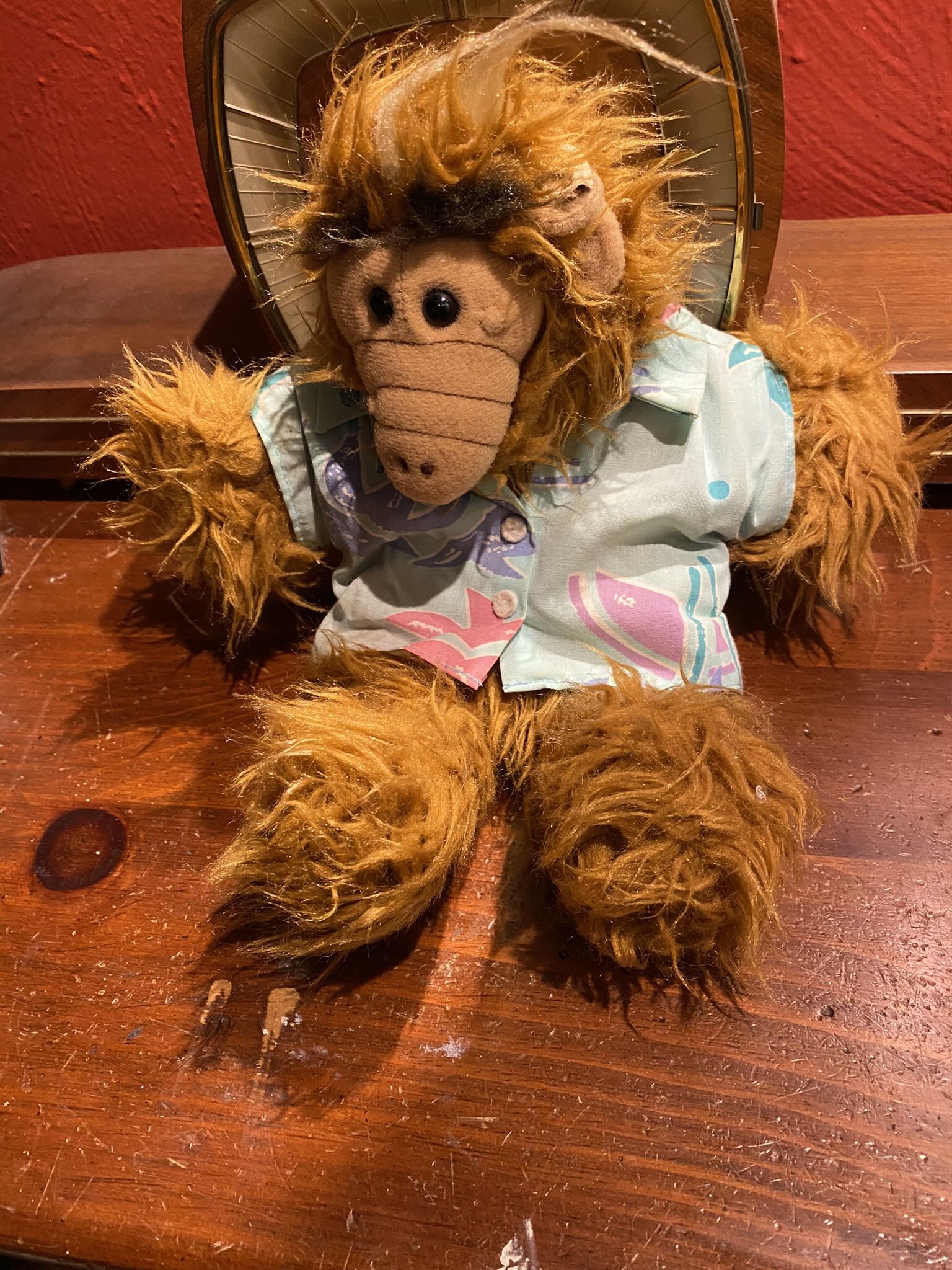 Plush Vintage Alf Doll Puppet wearing Hawaiian Shirt