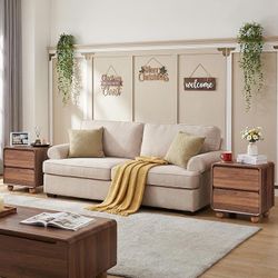 Set of 2，Modern 2 Drawer Dresser, 2 Drawer Nightstand Small Wooden Dresser Chest of Drawers, Handle Free & Curved Profile Design Sofa End Table for Li