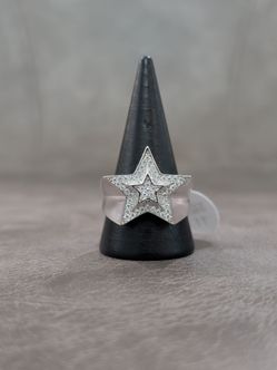 Solid Silver Moissanite Star Ring