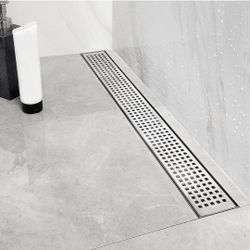 (Brand New in Box)   32" Linear Shower Drain, Brushed 304 SS Bathroom Linear Square Pattern Drain,cUPC Brushed Nickel Shower Drain /A2-CN-5928