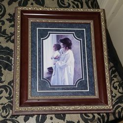VINTAGE ORNATE GOLD BRONZE VICTORIAN FRAMED ROBERT DUNCAN MOTHER AND SON PICTURE ART DECOR