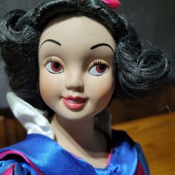 Snow White Porcelain Doll W/metal Stand  