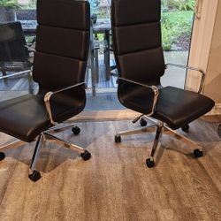 2 matching Iconic Office Chairs-New-Leather-Black
