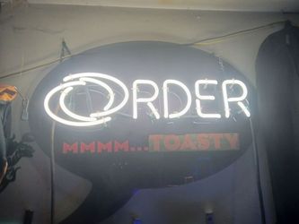 Quiznos mmm toasty glass neon sign