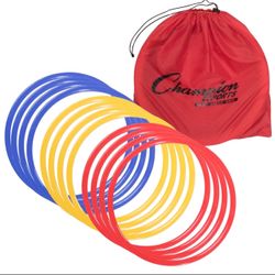 Champion Sports Speed & Agility Training Rings – Set of 12 + Bag