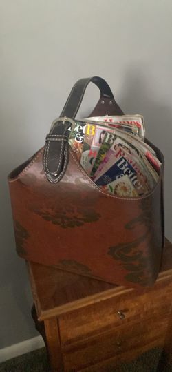 Leather Magazine Holder Tote Bag