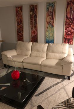 100% Italian leather white couch