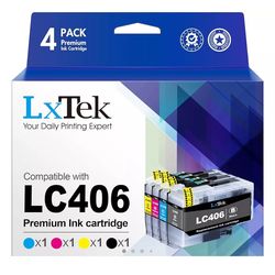 New 4 Pack Compatible LC 406 XL LC-406XL Extra Capacity Ink Cartridge for Brother