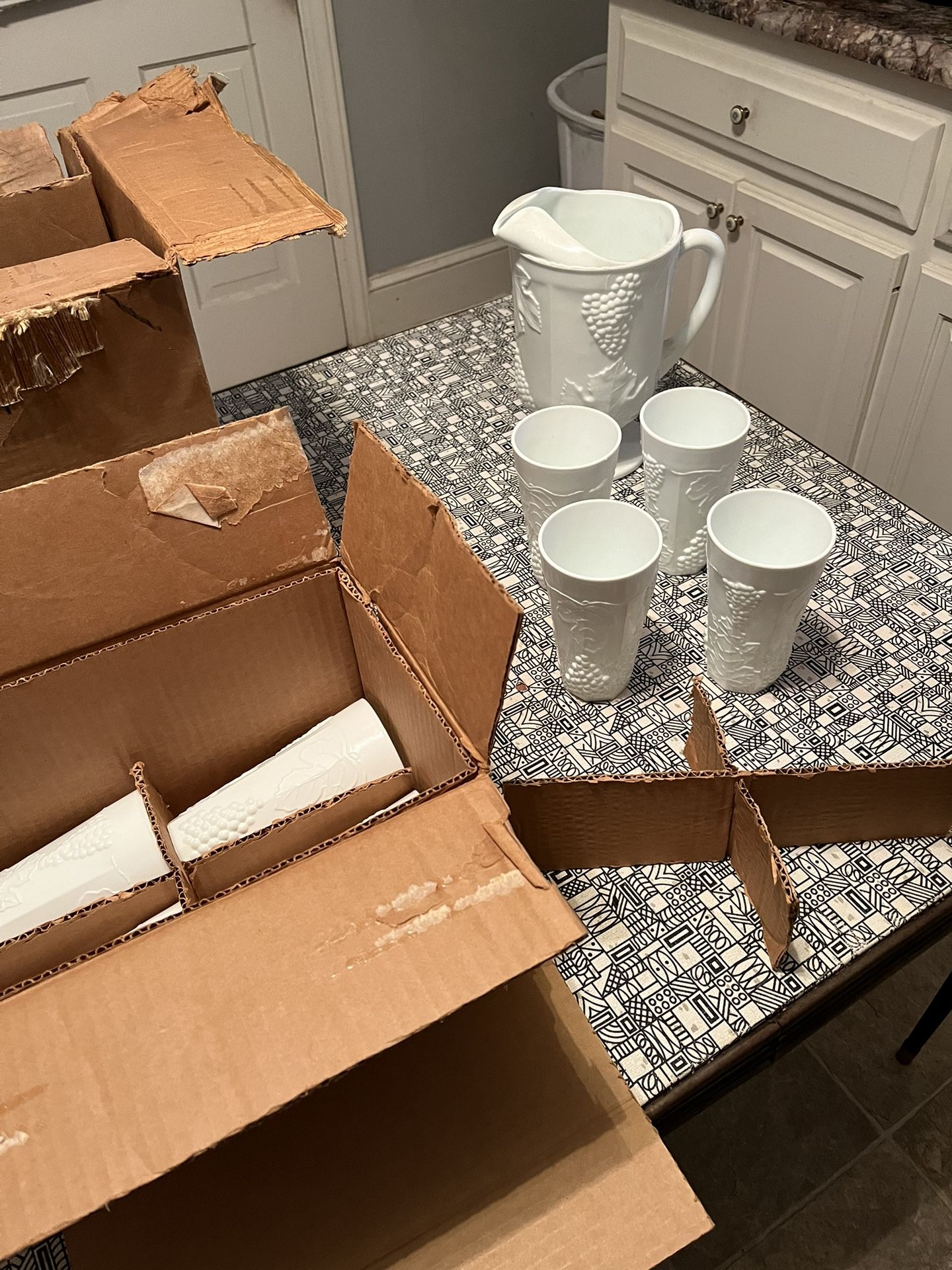 Harvest Milk Glass 9 Piece Beverage Set