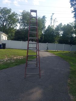14 foot fiberglass, folding ladder.