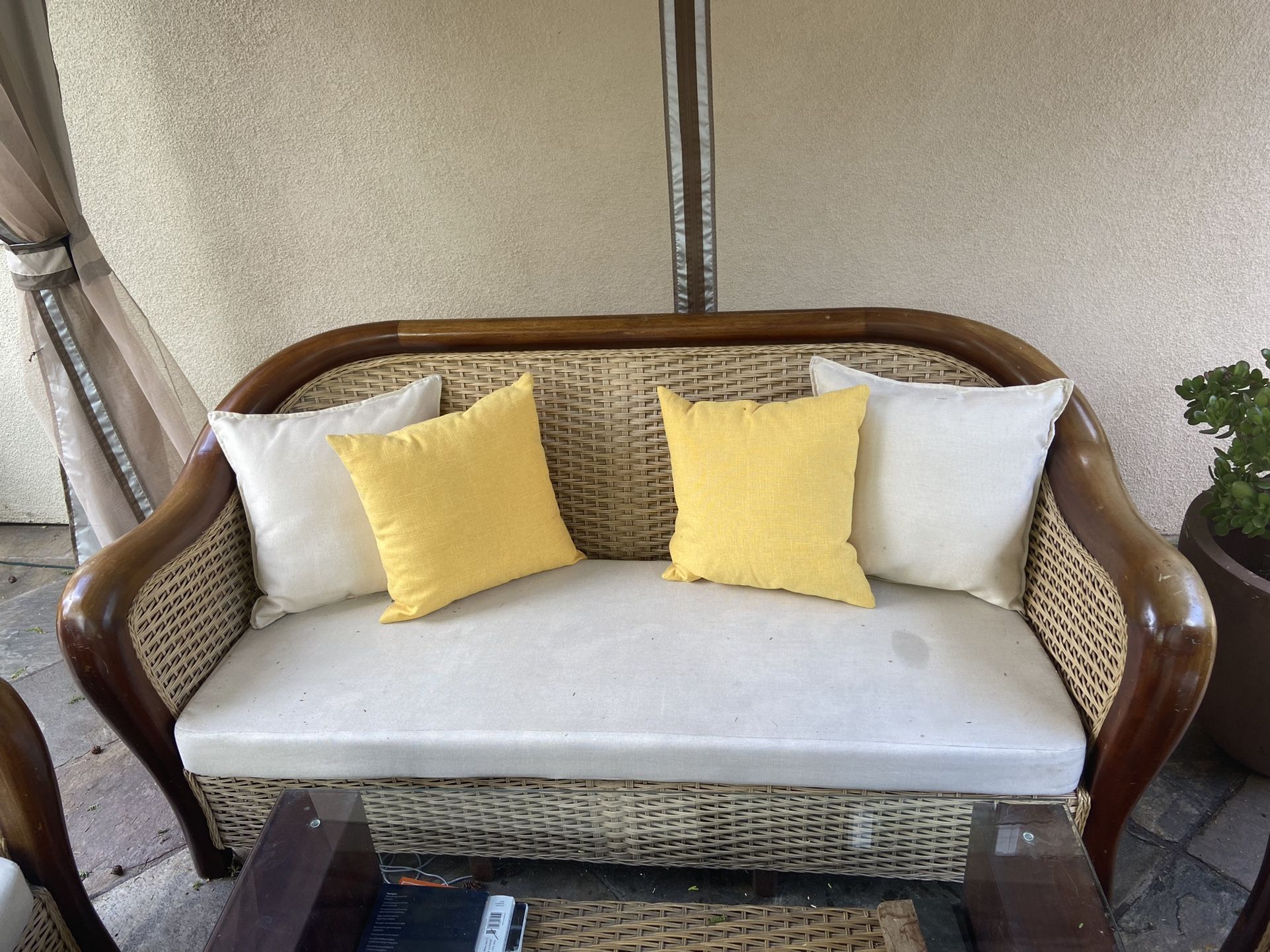 Sofa Set (Solid Teakwood And Cane)