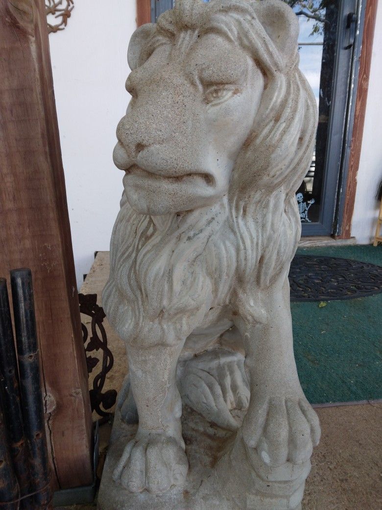 Pair Of Concrete LION STATUES 