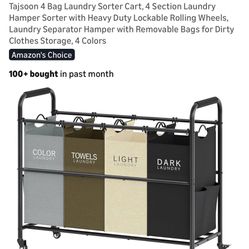 4 Bag Laundry Sorter Car 4 Section Humper Sorter With Heavy Dury 