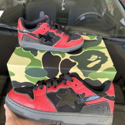 A Bathing Ape Bape SK8 Sta Red Black