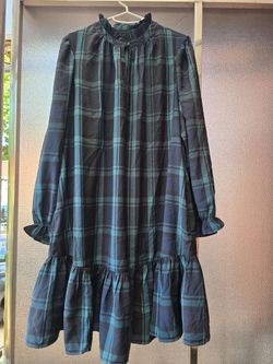 Plaid Tiered Midi Dress Long Sleeve
