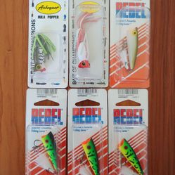6 Packs Arbogast HulaTopwater Popper & Rebel Pop-R Topwater Popper Fishing Lures